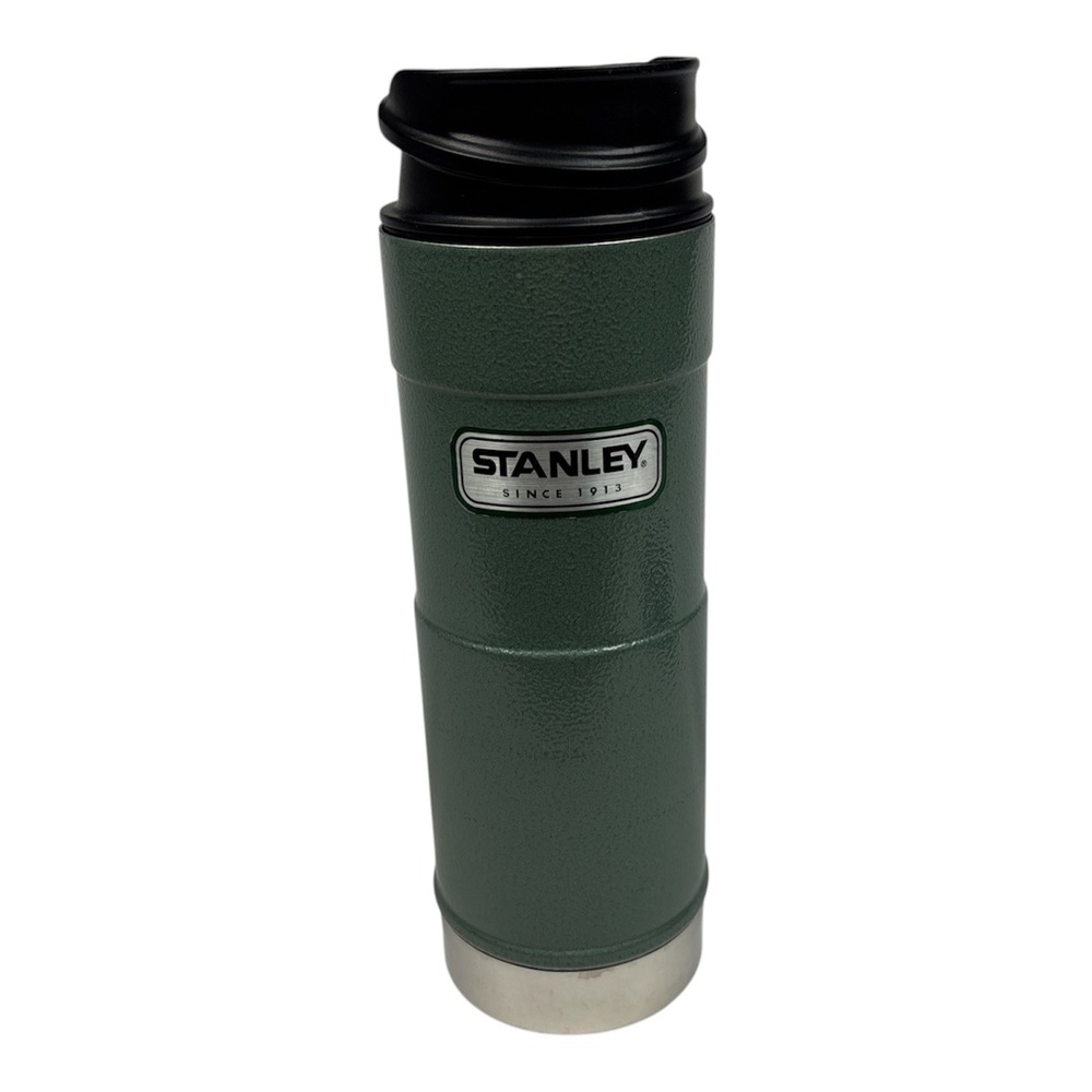 Stanley Pre-Owned Clean Travel Mug 16oz Green Hammertone Classic Trigger-Action
